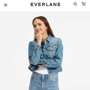 Everlane - The Cropped Denim Jacket - Size L - Light Blue Wash